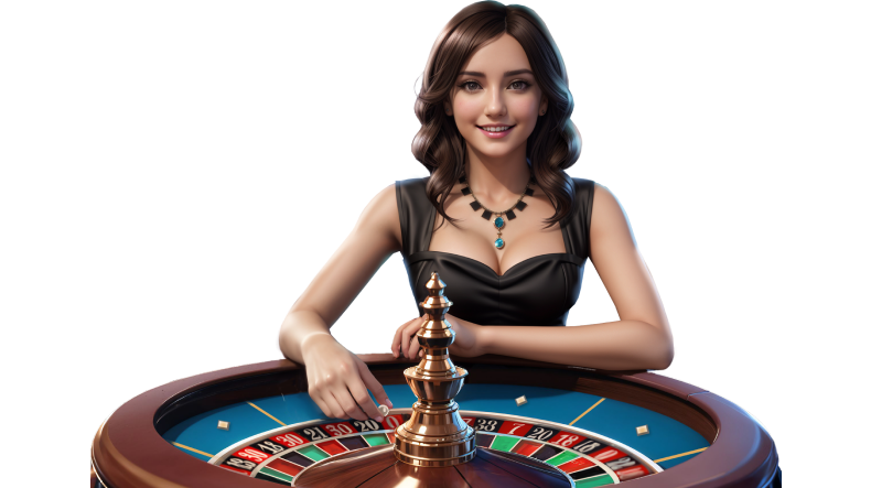 Croupier femenina en una mesa de ruleta para la oferta de bienvenida de Boomerang Casino