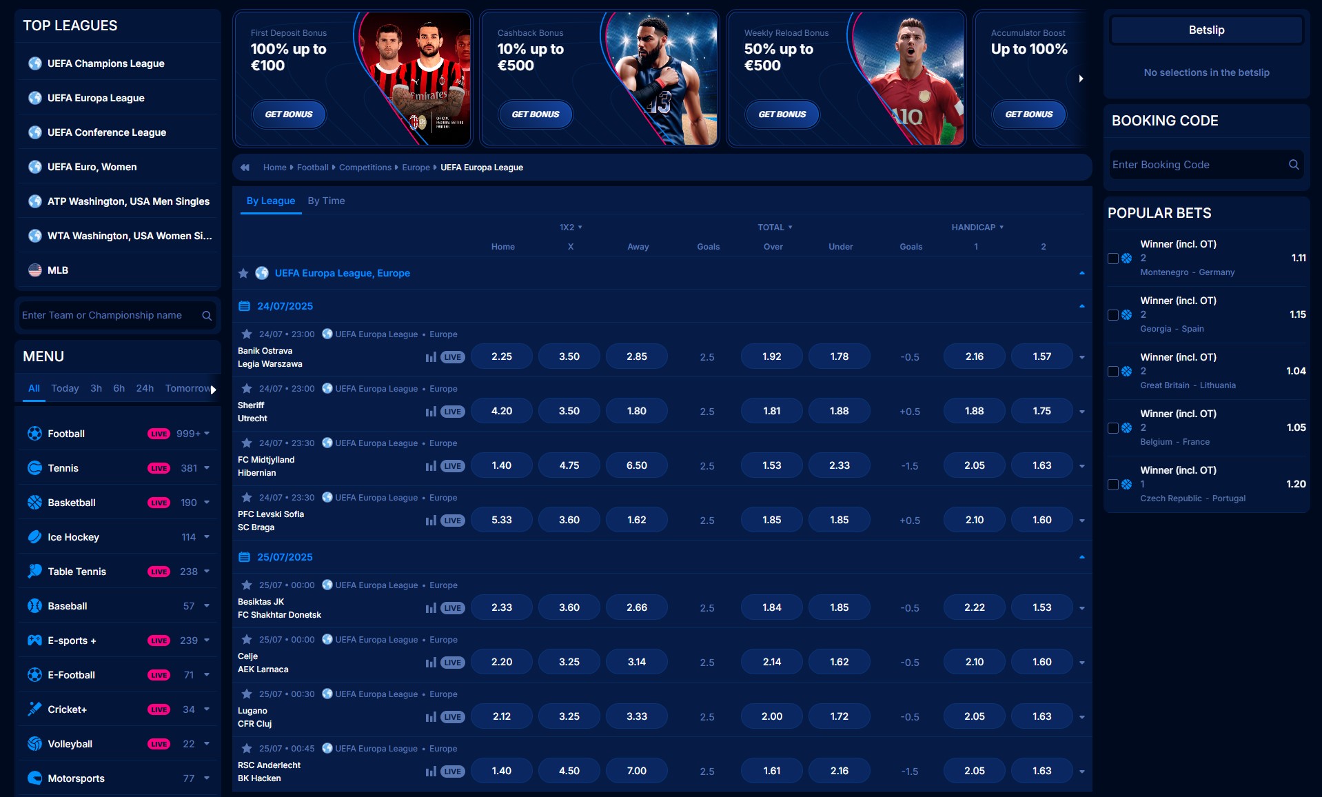 Interfaz de apuestas en vivo de Boomerang Bet España en un ordenador